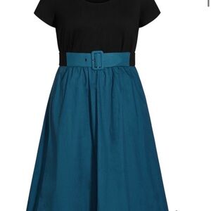 City Chic Paris Days Dress Teal and Black